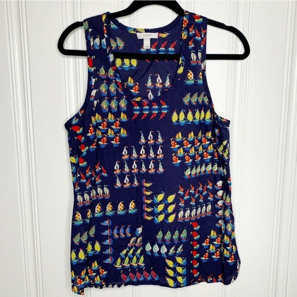 J. Crew Navy Blue Nautical Sailboat Tank Top - Picture 1 of 7